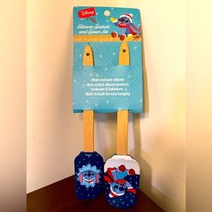 Disney Stitch Blue Christmas Holiday Spatula Set.